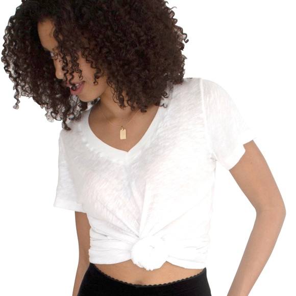 Gauzy Cotton V Neck T Shirt - Picture 1 of 4